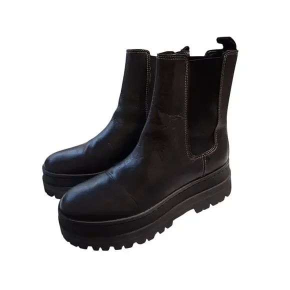 Marc Fisher Womens size 9 Pauline Chelsea Gothic Platform Chunky Leather Boots - Picture 12 of 12